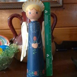30 year old wood carved and painted angel